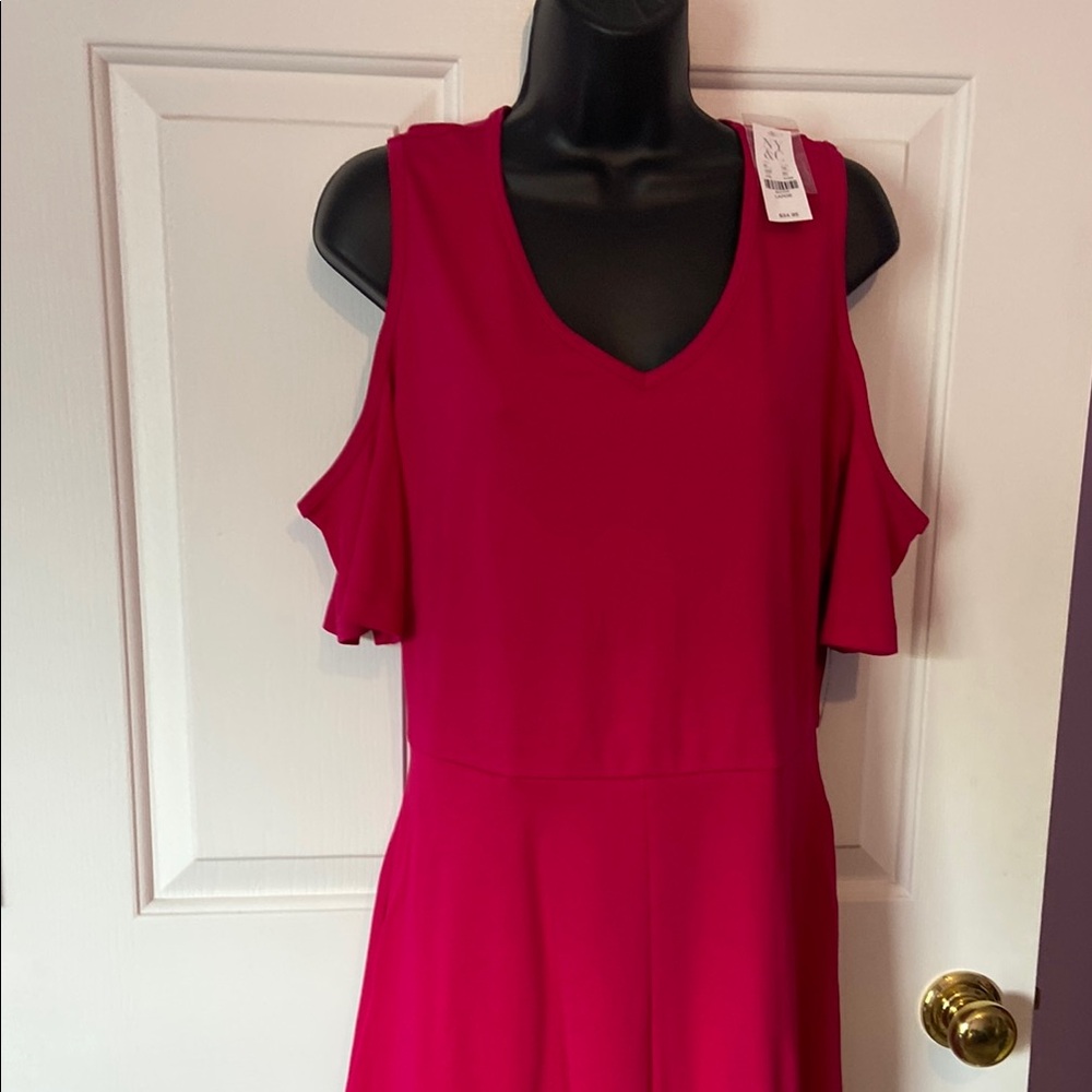 New York and Company pink cold shoulder dress new size large